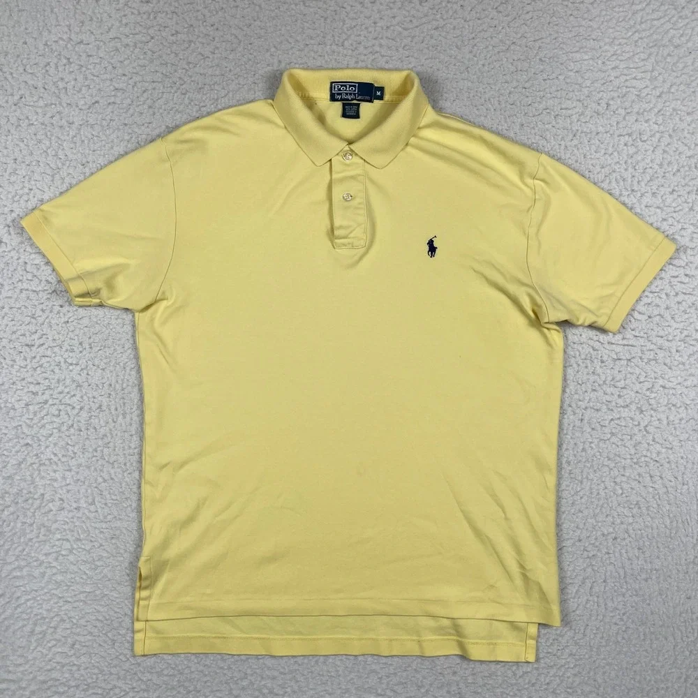Polo Ralph Lauren Polo Shirt Mens Medium Yellow Short Sleeve Cotton Classic